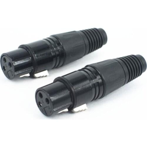 5pcs/lot Audio Cable Connector Black Color 3pin XLR MIC Female Connector