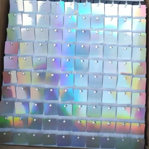 50pcs 30cm*30cm White Background Board with PET Silver Hologram Square Sequins For Wedding Backdrops Decorative Plate Panels
