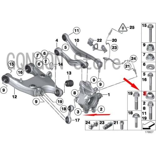 CAR nut Hexagon nut Self-locking bm wE53 X5 3.0D M57 E53 X5 3.0D M57N E53 X5 4.4I M62 Screw washer nut Wiper nut