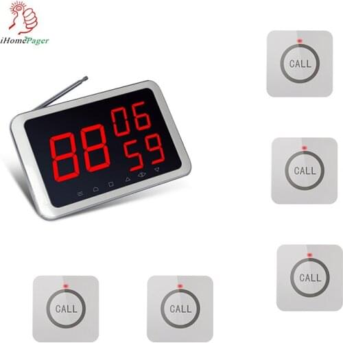 Wireless Calling System Waiter Call System Restaurant Call System Three Groups Number Display Receiver With 5 Push Button