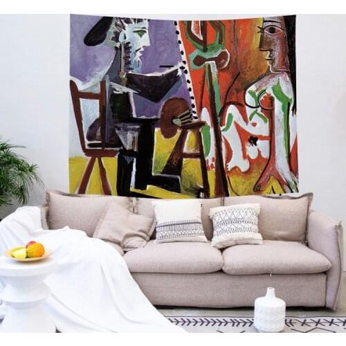 Bohemian Art Painter Elephant tapestry wall carpet background cloth Pink peach blossom lotus hugging bear Room decoration