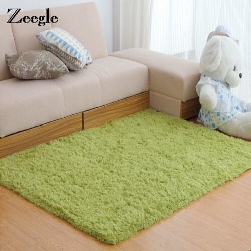 Zeegle Large Size Shaggy Living Room Carpet Soft Solid Rug Anti-skid Carpets For Living Room Bedroom Long Plush Door Floor Mat