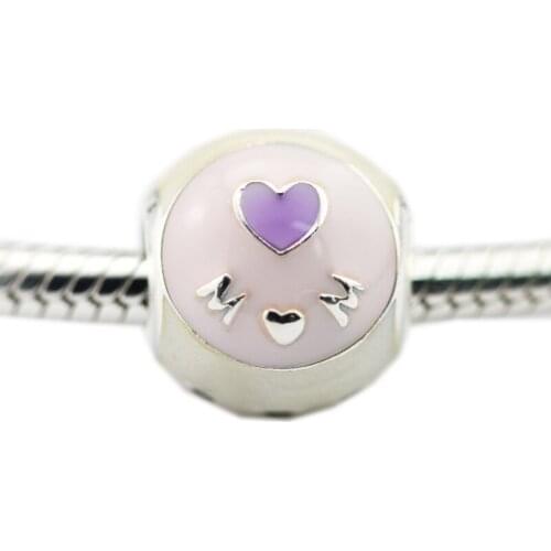 Love Mom Charm Mixed Enamel Silver Beads for Charms Bracelets Women Fine Silver 925 Jewelry DIY Charm Beads for Jewelry Making