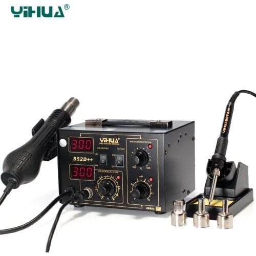 YIHUA 852D++ SMD Digital Air Soldering Station Mobile Phone Hot Gun Soldering For Solder Free shipping