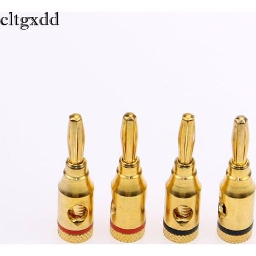 Cltgxdd 4pcs/lot High quality large current copper Gold-plated 4mm banana plug for power amplifier audio system plug
