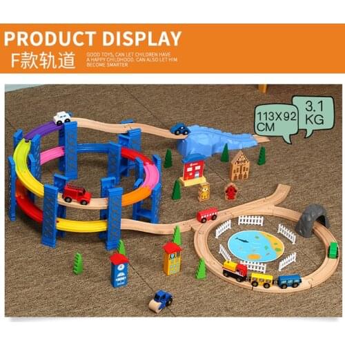Color track ring bridge train car track set childrens educational track toy, compatible with wooden track and electric train