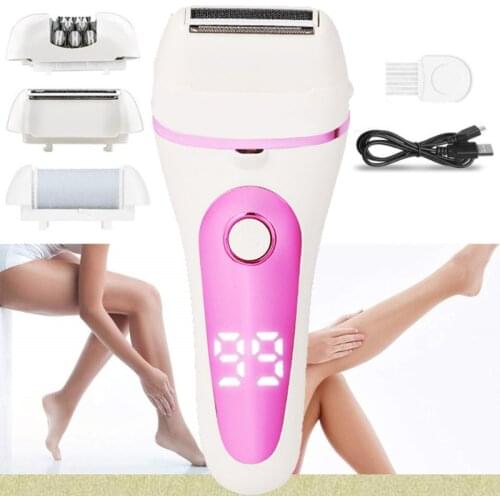 4 in 1 lady epilator Electric Callus Remover for Feet Rechargeable Hair removal kit Wet and Dry Painless epilator for whole body