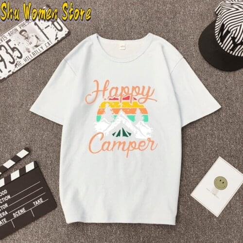 Hawaii Shirts Sunset Happy Beach Camper Print Women Tshirt Funky Fashion Short Sleeve Summer Shirts Woman Tee Shirt Femme 2021