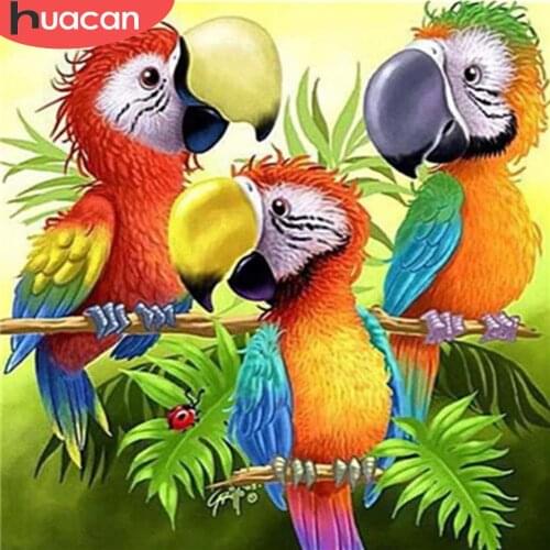 HUACAN Diamond Painting Full Square New Arrival Parrot Diamond Embroidery Cross Stitch Animal Wall Art Decor