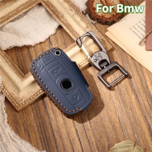 Leather Car Key Case for BMW E90 E60 E70 E87 3 5 6 Series M3 M5 X1 X5 X6 Z4 KeyChain Cover Remote Controller Key Holder