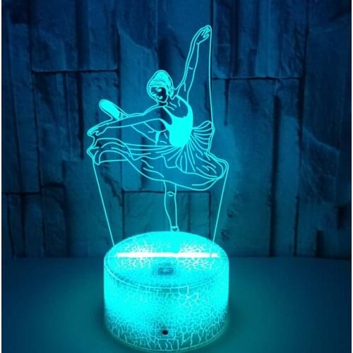 Colorful Creative 3d Small Night Light Modern Simple Gifts Custom Ballet Night Lamp Touch Remote Control Table Lamp