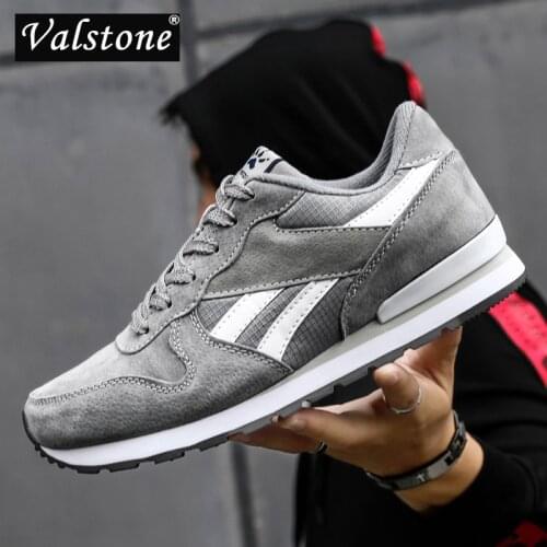 Valstone 2021 Mens Sneakers Split Pig Skin Breathable Casual Shoes Gym Shoes Outdoor Walking Flats Light Weight Trainers Blue