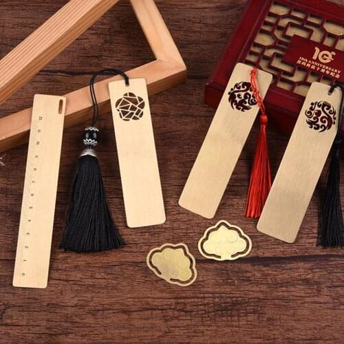 Metal Bookmarker Creative Portable Lightweight Classical Retro Style Brass Ruler Bookmark for School