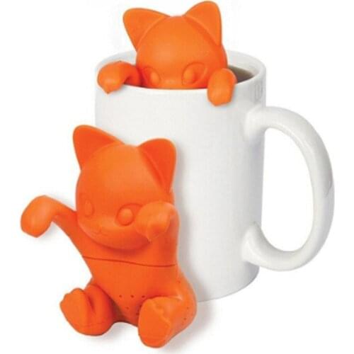 Cute Cartoon Cat Shaped Blacktea Tea Infuser Tea Strainer Food Grade Silicone Loose Leaf Herbal Spice Brewing Tools
