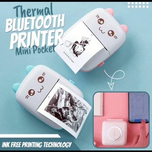 Mini Pocket Thermal Bluetooth Printer Portable Label Photo Sticker Print Tool Cute Cat Styling Wireless Android IOS Printer