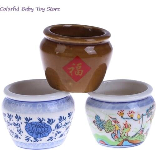 1:12 Dollhouse Mini Ceramics Rice Tank Transparent Aquarium Dollhouse Home Ornaments Doll Toy Gift Pretend Play Kids Toys