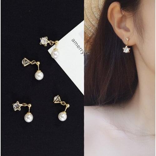Womens Fashion Earrings Zircon Star Triangle Earrings Girl Geometric Shiny Jewelry Accessories for Women