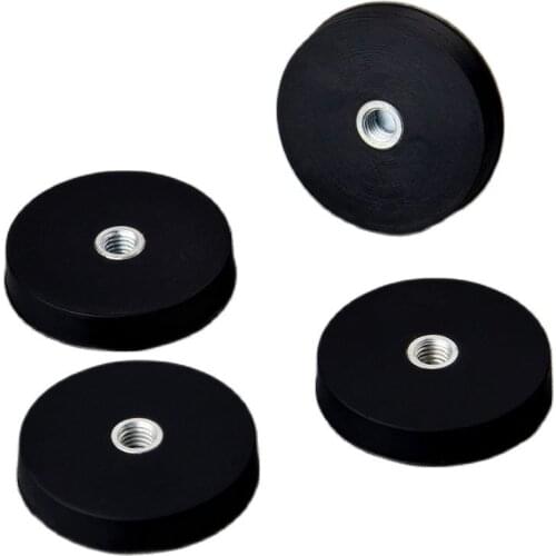 4PC 8.5KG Powerful Neodymium Magnet Disc With Rubber Costed D32*6mm M5 Internal Tread LED Panel Camera Multi Use Magnetic Pot
