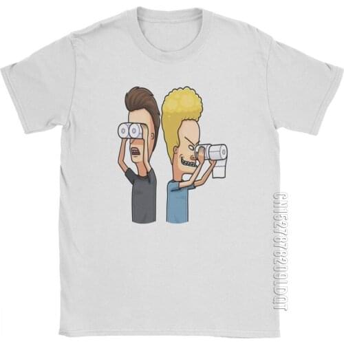 Cartoon Beavis And Butthead Men T Shirt Vintage Cotton Short Sleeves Basic Tees O Neck T-Shirt White Tops