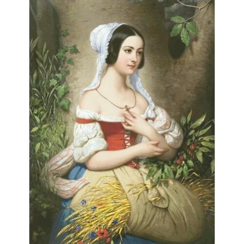 Gatherer Wheat ear, Beautiful lady, lady Cross Stitch Kits Top Quality Crafts 14CT Unprinted Embroidered Handmade Art Set Decor