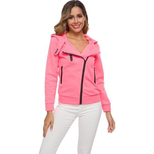 2019 new autumn and winter casual hoodies women casual sexy fashion trend hooded long-sleeved diagonal zipper hoodies