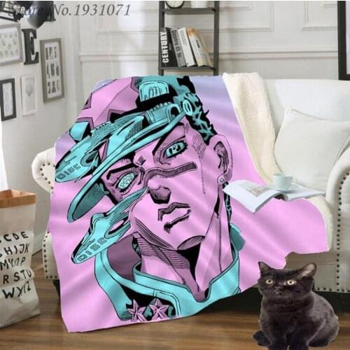 NEW JoJo Bizarre Adventure Printed Fleece Blanket for Beds Thick Quilt Fashion Bedspread Sherpa Throw Blanket Adults Kids 01