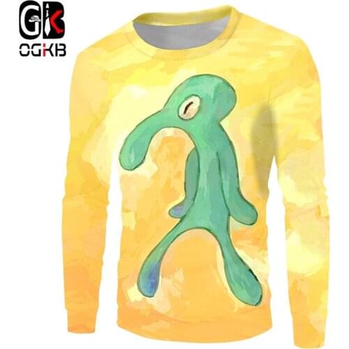OGKB New 3D Printed Bold And Brash Squid Flower Sweatshirt Mens Fun Hip-hop Streetwear Loose Long-sleeved Shirt Oversized 6XL