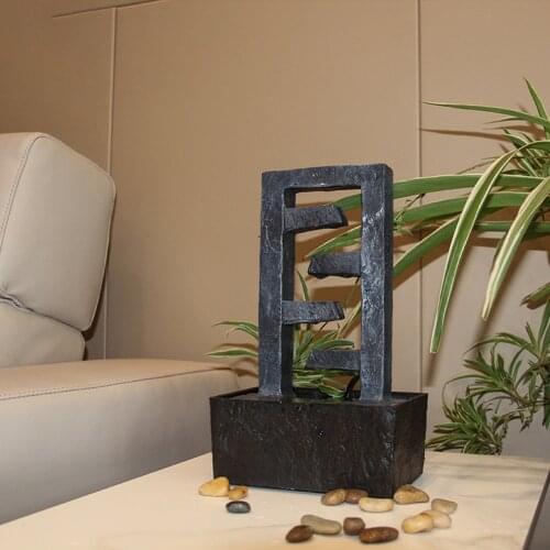 Resin Craft Indoor Durable Relaxing Sound Tabletop Fountain Mini Waterfall Rectangle Office Hotel With 4 Slots Home Decor Gift