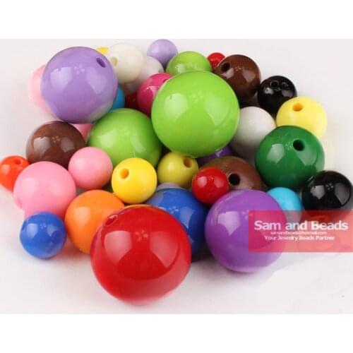 Mixed Candy sweet Color Acrylic Round Ball Spacer Beads Charms Findings For Jewelry Making AB014