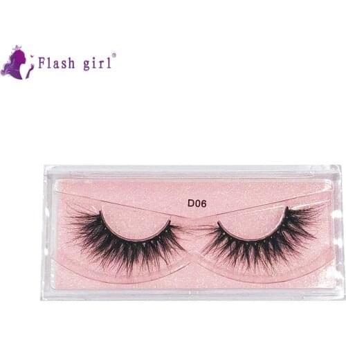 Flash Girl Eyelashes Makeup D06 Wispy Natural Volume Eyelash Extension Handmade Reusable 3D Real Mink Eye Lashes For Beauty