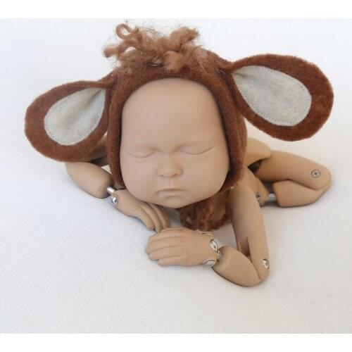 Wool Felt Bonnet newborn prop Felted Animal bonnet Handknit Soft hat photography props