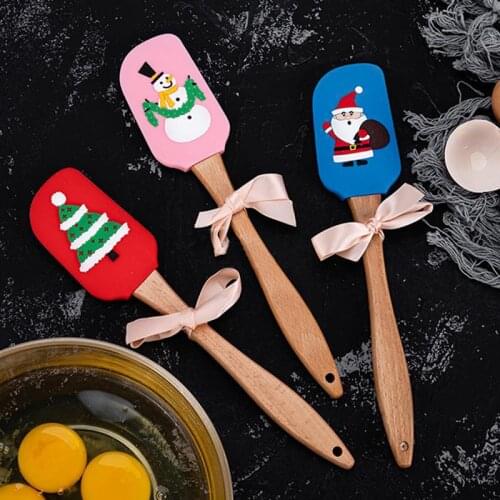 Silicone Spatula Christmas Tree Snowman Santa Pattern Cake Spatula Icing Spatula Non Stick Butter Cooking utensilios de cocina