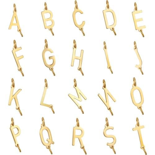 Skyrim 5 Pcs/Lot Gold Color Capital Letter DIY Charms for Jewelry Making Stainless Steel Alphabet Pendant for Necklace Bracelet