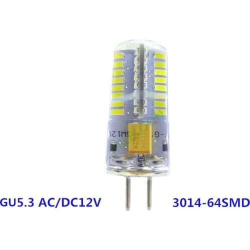 2pcs gu5.3 LED 12V Silicone bulb crystal chandelier light bulb led g5.3 AC12v 3014-64smd G5.3 DC12v led bulb