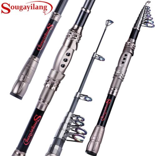 Sougayilang Telescopic Spinning Fishing Rod 1.8-3.3M Carbon Fiber Fishing Rod With Multicolor Guide Ring Sea Rod Fishing Tackle