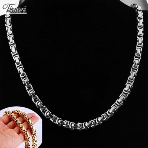Tiasri 8mm Punk Hip-Hop Style Jewelry Mens Necklace Bracelet Byzantium Chain Stainless Steel Choker Wholesale Friends Gifts