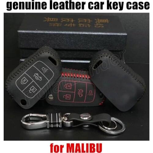 Only Red New Hot Hand Sewing Genuine Leather Car Key Case Exquisite Handmade Key Cover Fit for CHEVROLET MALIBU