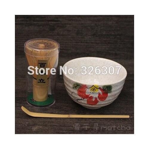 Japan Handmade Batidor Matcha kit Maccha Whisk bowl tea set Scoop Japanese green tea Peony Paeonia suffruticosa