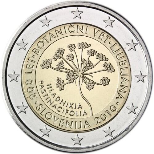 Slovenia 2010 200th Anniversary Ljubljana Botanical Garden 2 Euro Bimetal Commemorative Coin Real Original Coins True Euro Unc