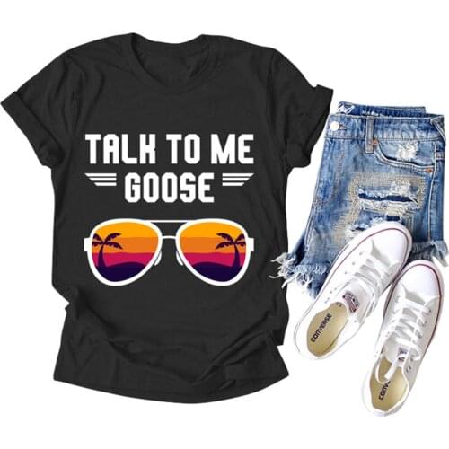 TALK TO ME GOOSE Sunglasses Hawaiian Trees Print Women T shirt Summer Harajuku Vintage Tops Ladies Plus Size Fashion Clothes