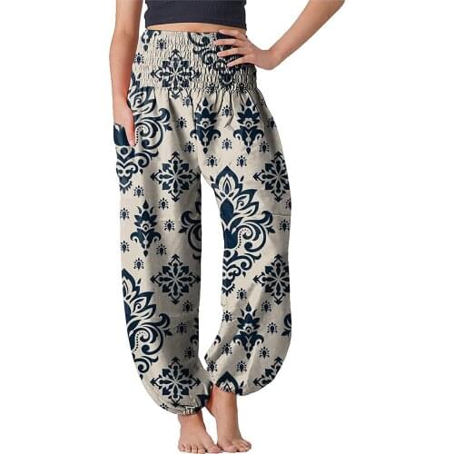 Womens Lady Loose Ethinic Style High Waist Hippie Aladdin Long Pants Gypsy Harem Trousers Baggy Harem Trousers Plus Size #t2g