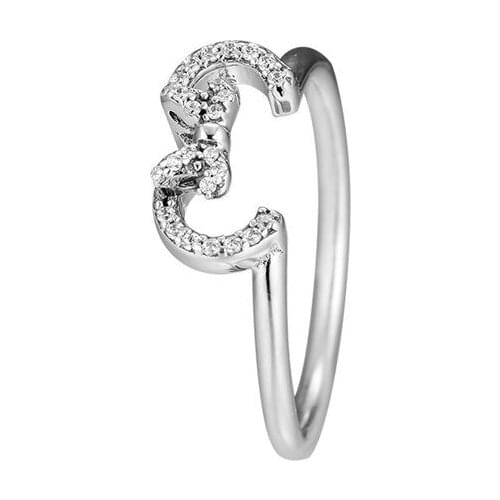 Clear CZ Bow Mouse Silhouette Rings for Women Crystal 925 Sterling Silver Rings Jewelry Charm Women Rings Stackable Type Jewelry