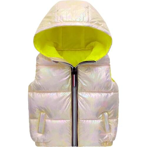 ZWY421 Child Waistcoat Children Outerwear Winter Coats Kids Clothes Warm Hooded Cotton Boys Girls Vest For Age 3-10 Years Old