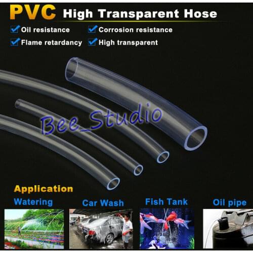 1M PVC Clear Transparent Tube Flexible Hose Pipe Unreinforced Air Water Tanks