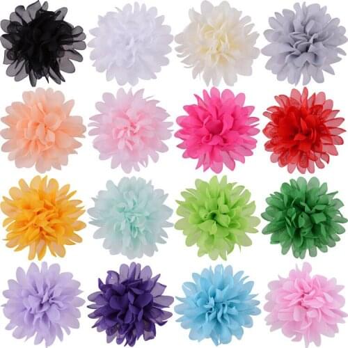 10CM large Fabric Chiffon Rosette Flowers DIY Boutique Blossom Hair Flower Without Clips Girl Headband Accessories