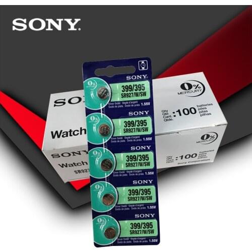 100pc Sony 100% Original 395 SR927SW 399 SR927W LR927 AG7 1.55V Watch Battery SR927SW 395 Button Coin Cell MADE IN JAPAN