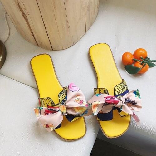 2021 Summer Fashion Sandals Shoes Women Bow Summer Sandals Slipper Indoor Outdoor Flip-flops Beach Shoes Female Slippers