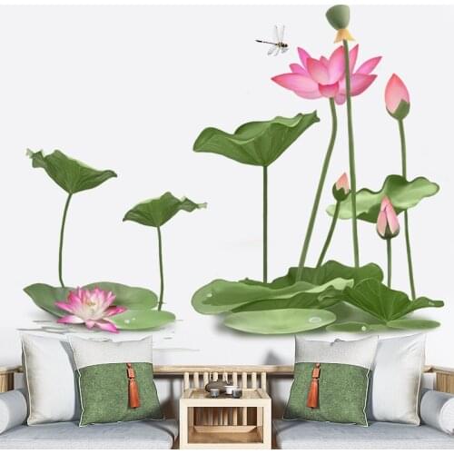 3D Lotus Flower Wall Stickers Living Room Bedroom Bathroom Home Office Decor Decoration Self Adhesive Wallpaper Wallstickers