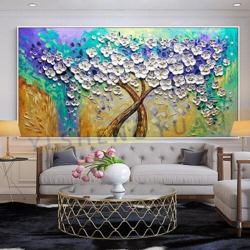 3D Knife Flower Paintings Abstract Oil Painting Wall Art Home Decor Picture Modern Hand Painted Oil Painting On Canvas Unframe