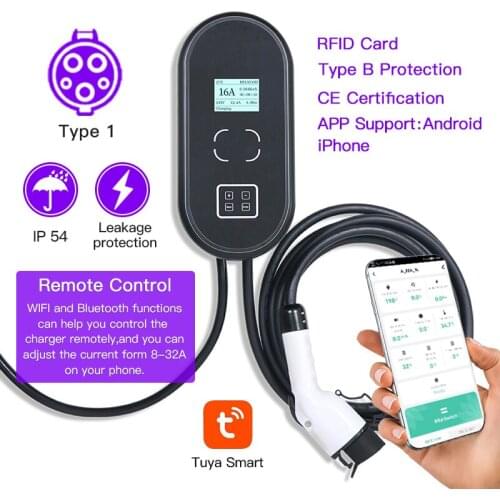 7.2KW 32A EV Charging Station Electric Vehicle Charger With Type1 Plug EVSE Wallbox SAE J1772